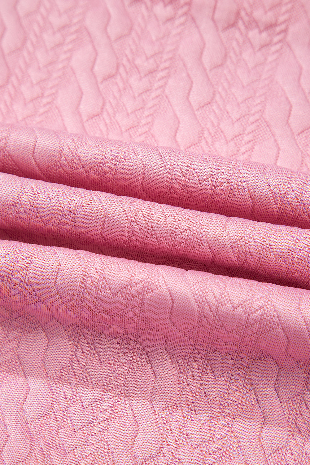 Pink Contrast Trim Textured Crewneck Tee and Pocketed Skirt Co-ord Set eAura