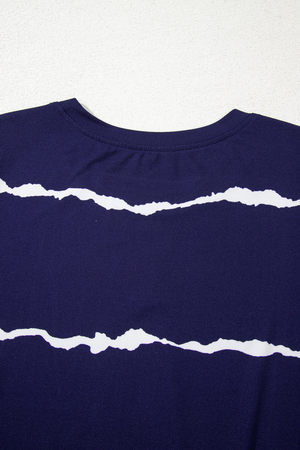 Blue Tie-dye Stripe Casual T-Shirt eAura