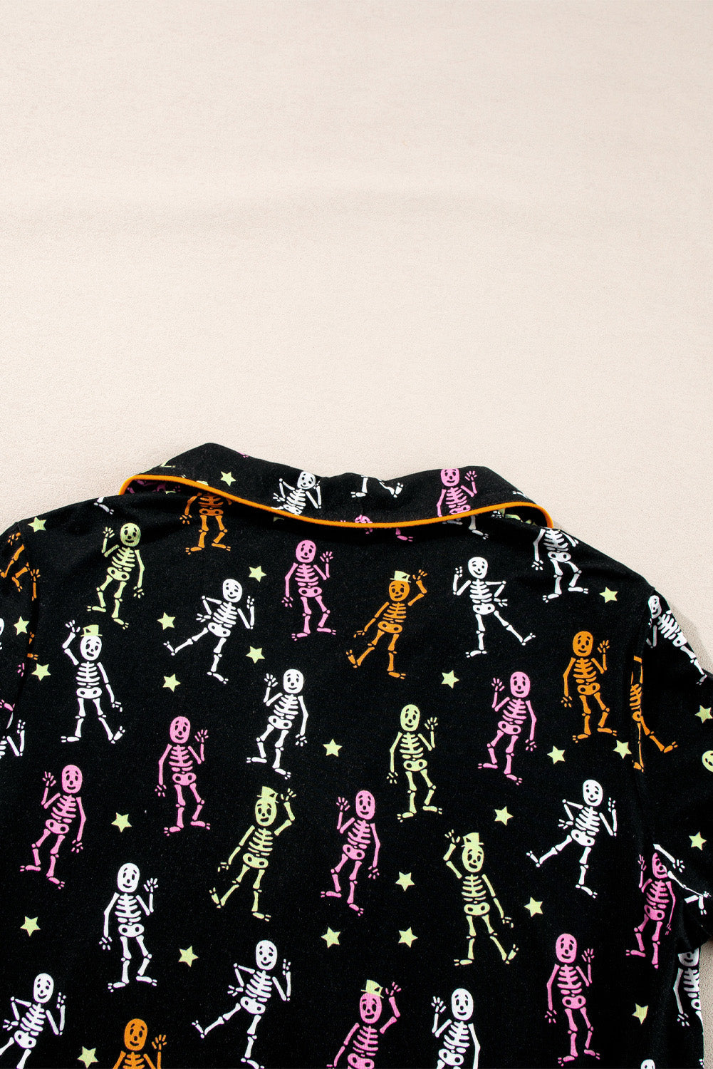 Black Halloween Pattern Short Sleeve Shirt Pyjama Set eAura