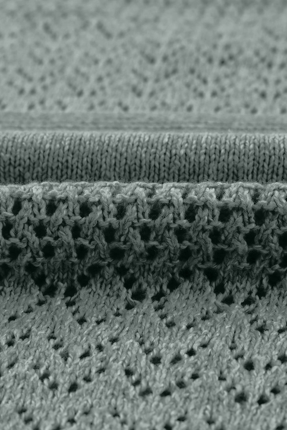 Black Eyelet Pattern Detail V Neck Drop Shoulder Sweater eAura