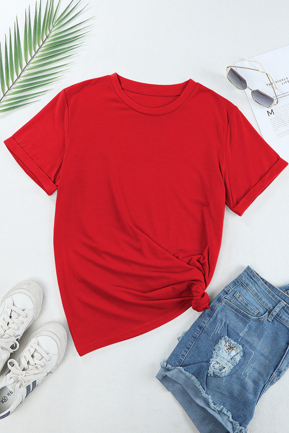Casual Plain Crew Neck Tee T-Shirt Dear-Lover Dropshipping