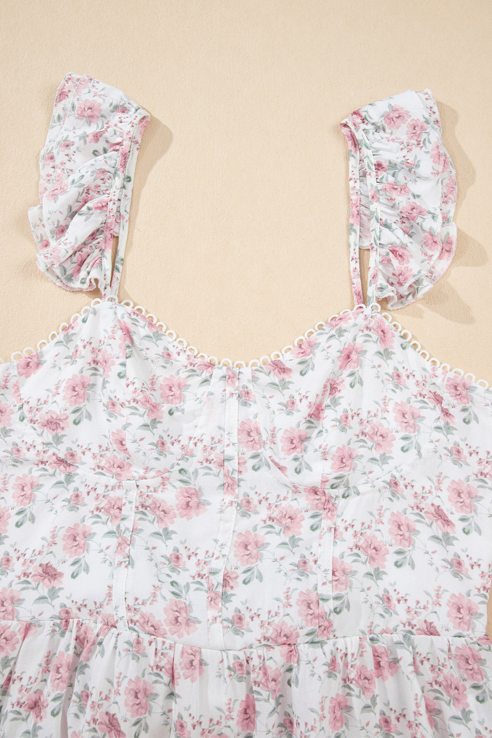 Pink Floral Flutter Peplum Vest Top eAura