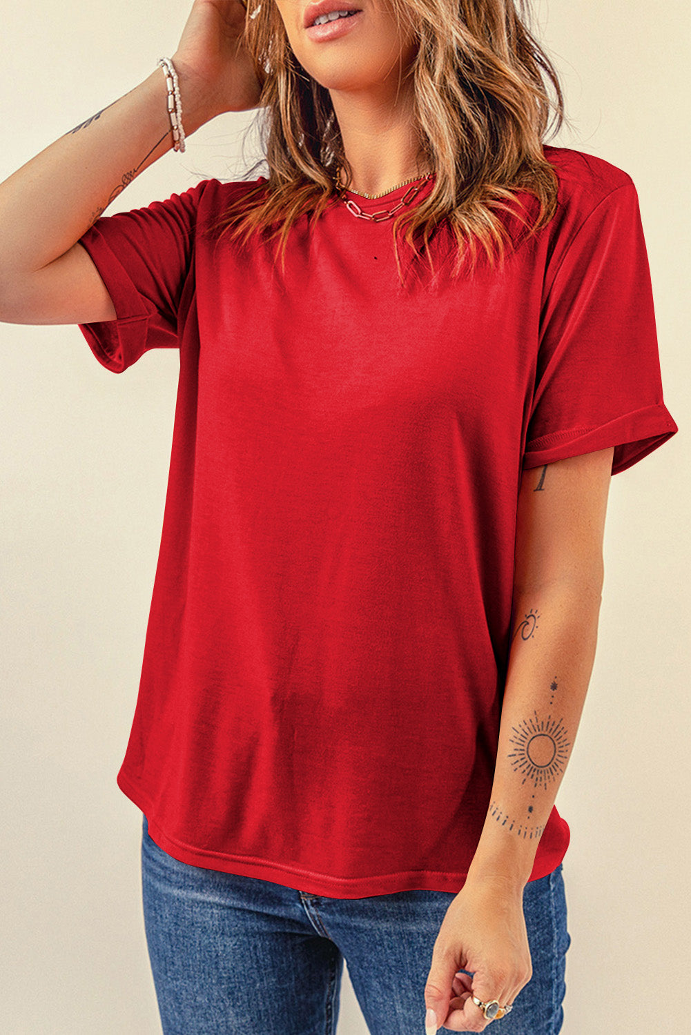 Casual Plain Crew Neck Tee T-Shirt Dear-Lover Dropshipping