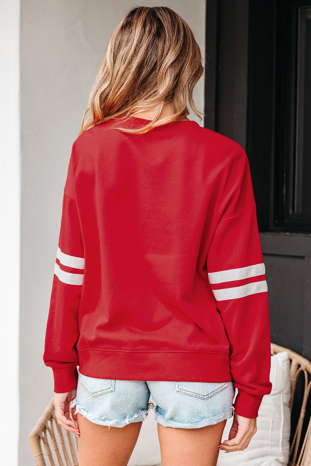 Striped Detail Drop Shoulder Oversized Sweatshirt eAura