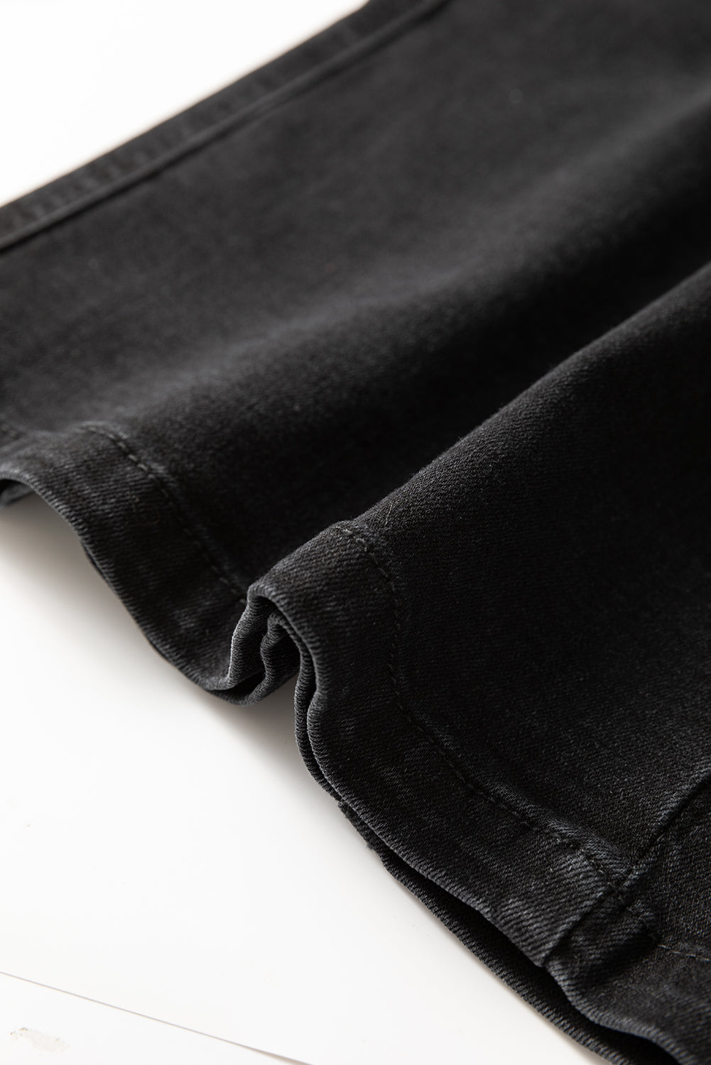 Black Button Fly Side Split High Waist Denim Midi Skirt eAura
