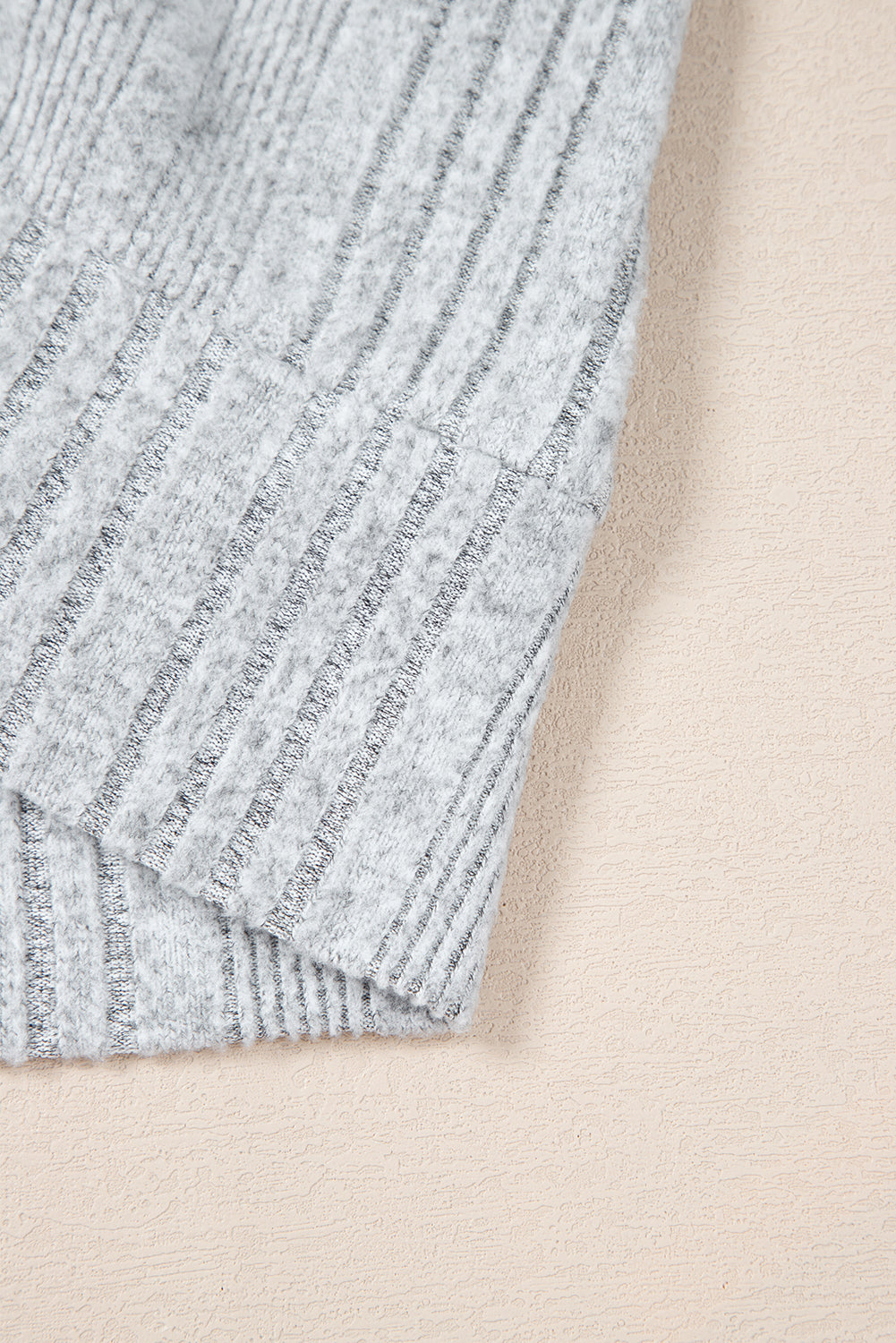 Light Grey Textured Crossover Backless Knit Long Sleeve Top eAura