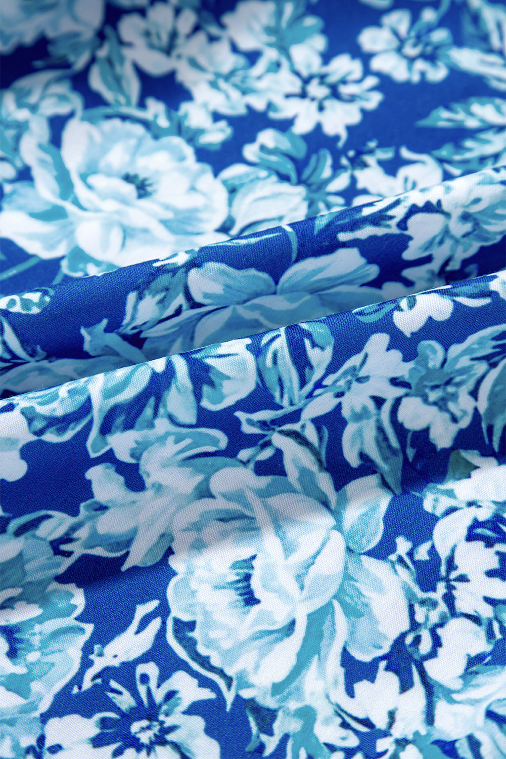 Blue Floral Puff Sleeve Babydoll Mini Dress eAura