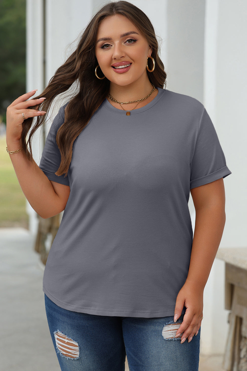 Casual Plain Crew Neck Tee T-Shirt Dear-Lover Dropshipping