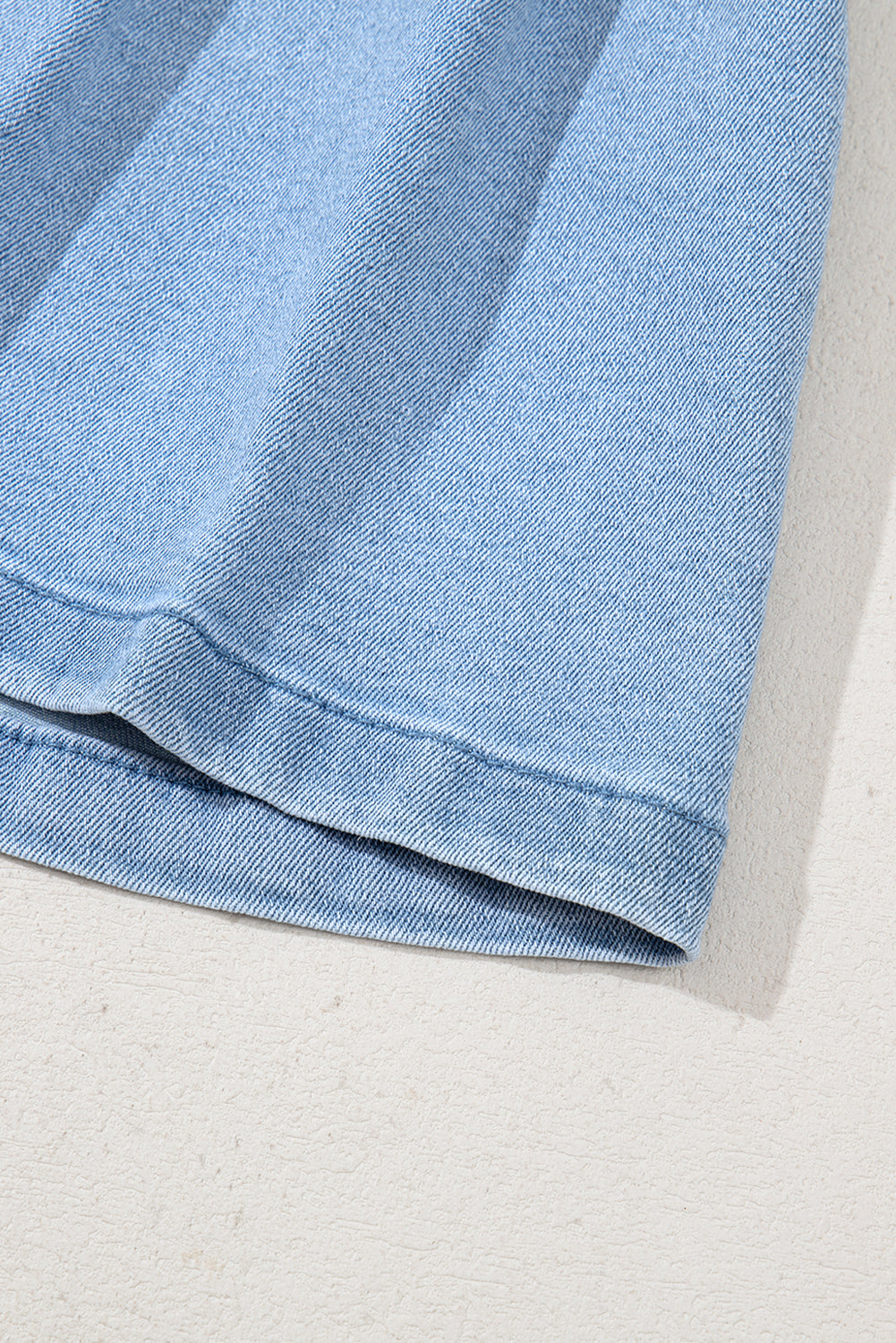 Dusk Blue Pleated Patchwork Wide Leg Lightweight Denim Shorts eAura