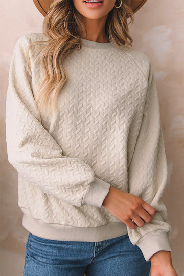Chestnut Solid Textured Raglan Sleeve Pullover Sweatshirt eAura