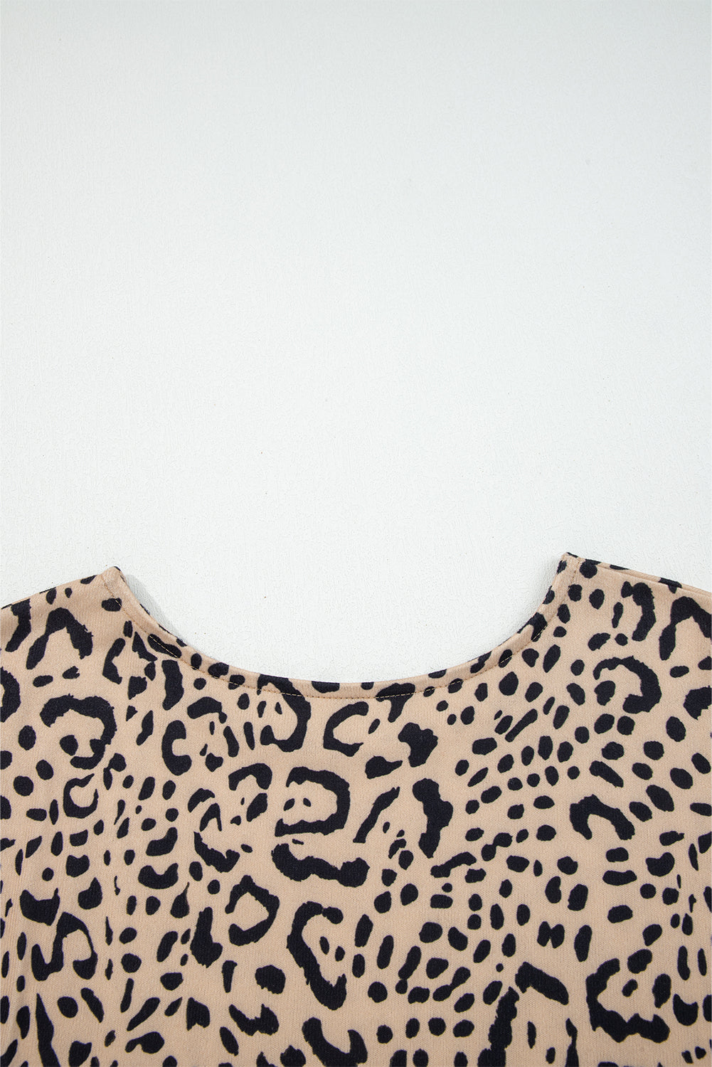 Khaki Leopard Print Long Batwing Sleeve Loose Top - eAura