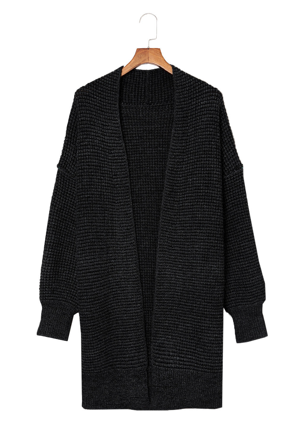 Apricot Plaid Knitted Long Open Front Cardigan eAura