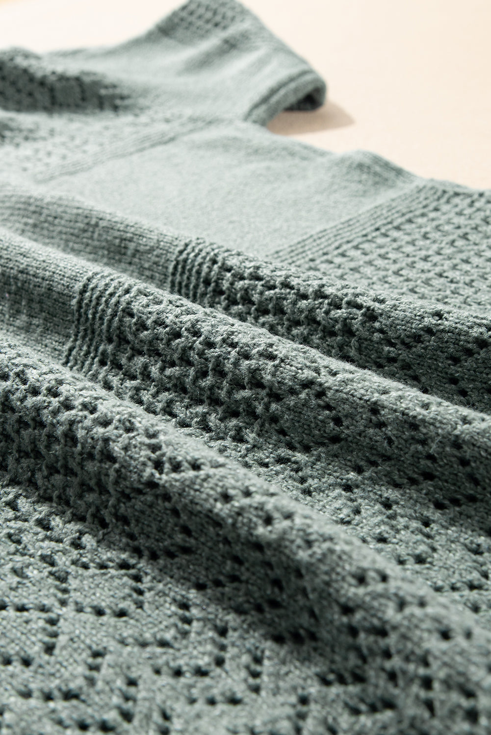 Black Eyelet Pattern Detail V Neck Drop Shoulder Sweater eAura