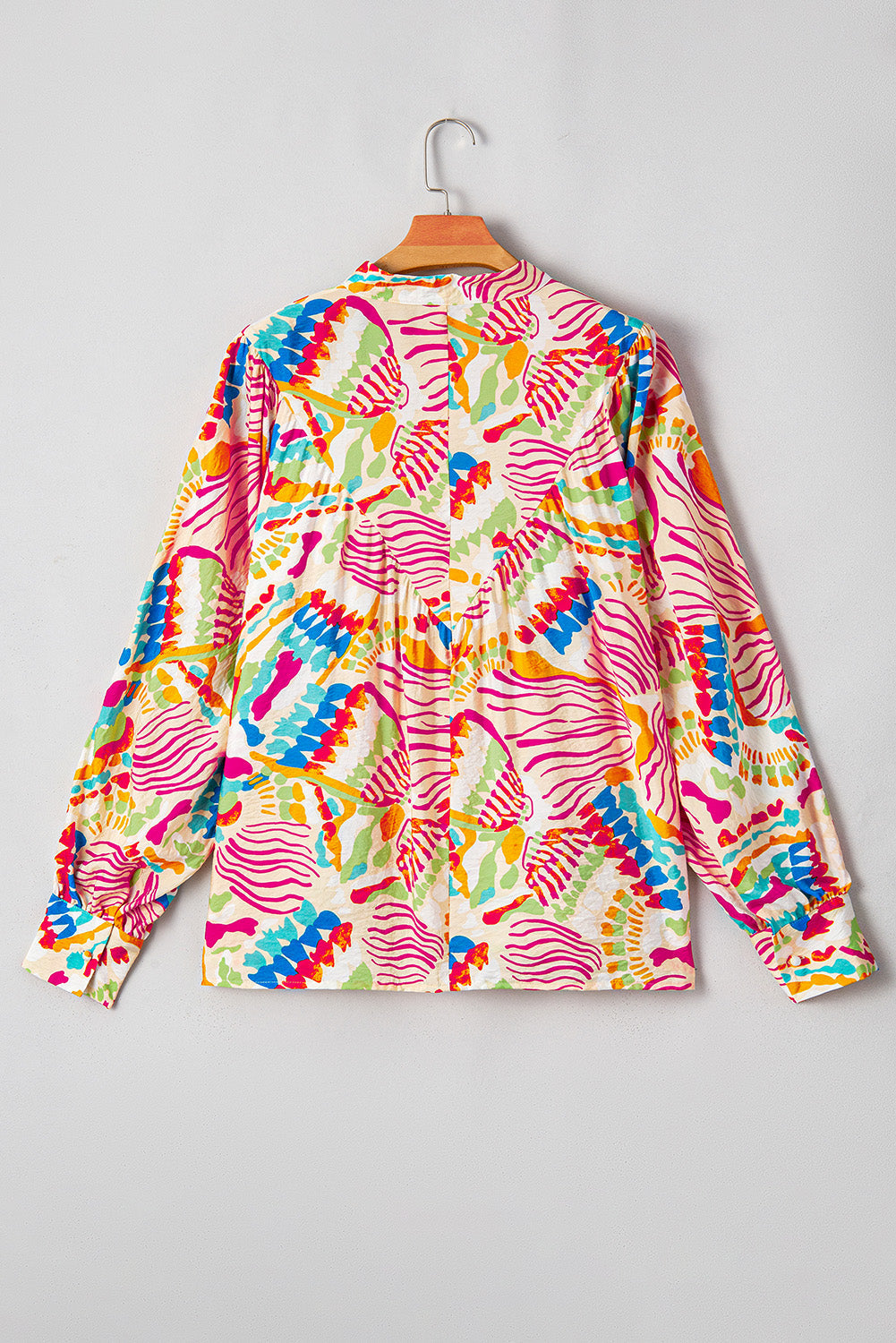 Orange Abstract Printed High Low Oversized Shirt eAura