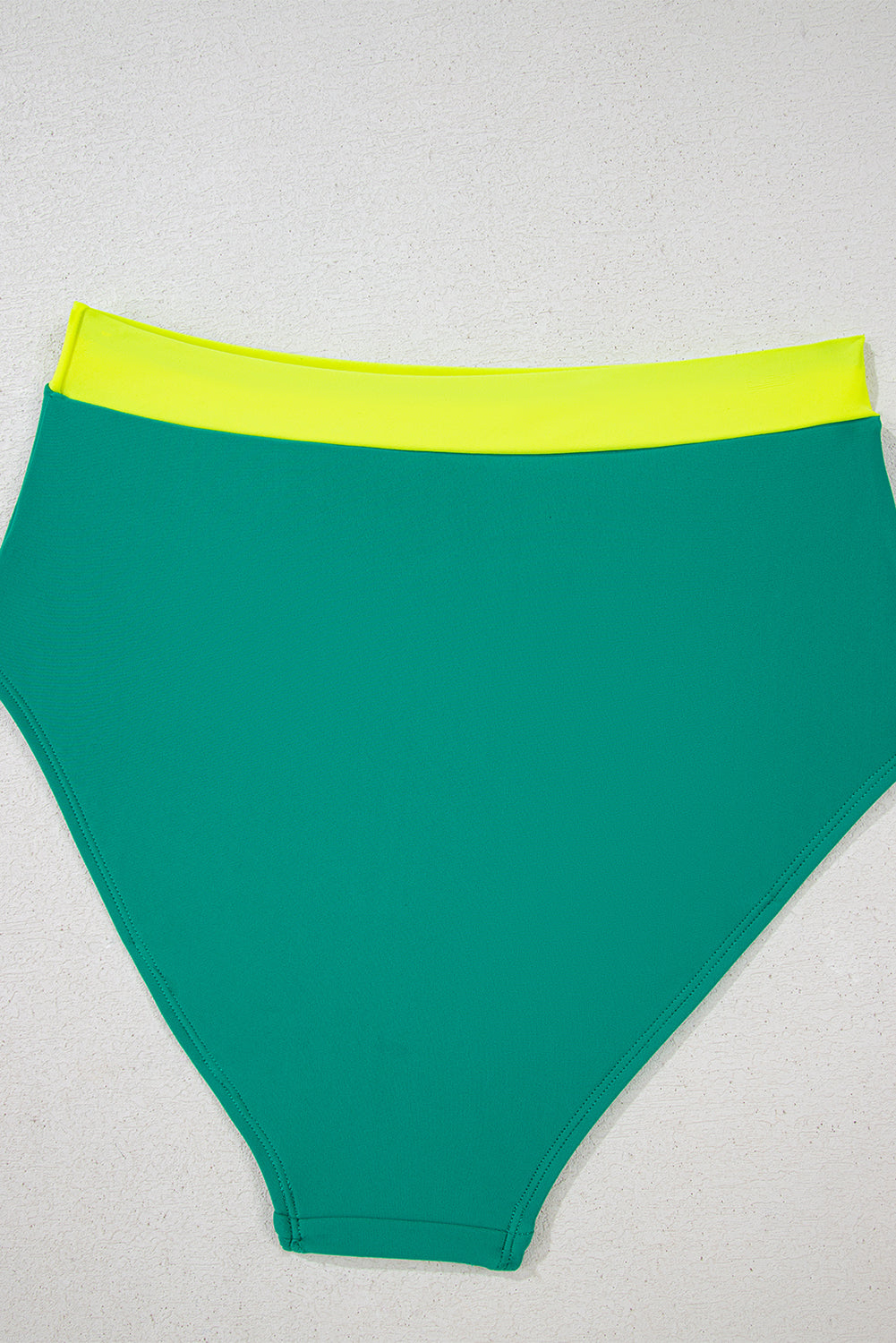 Sea Green Contrast Trim Colourblock Patchwork High Waisted Bikini eAura