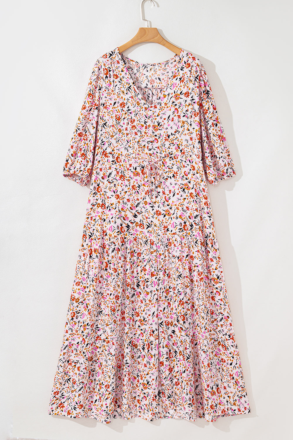 Boho Half Sleeve Floral V-Neck Maxi Dress eAura