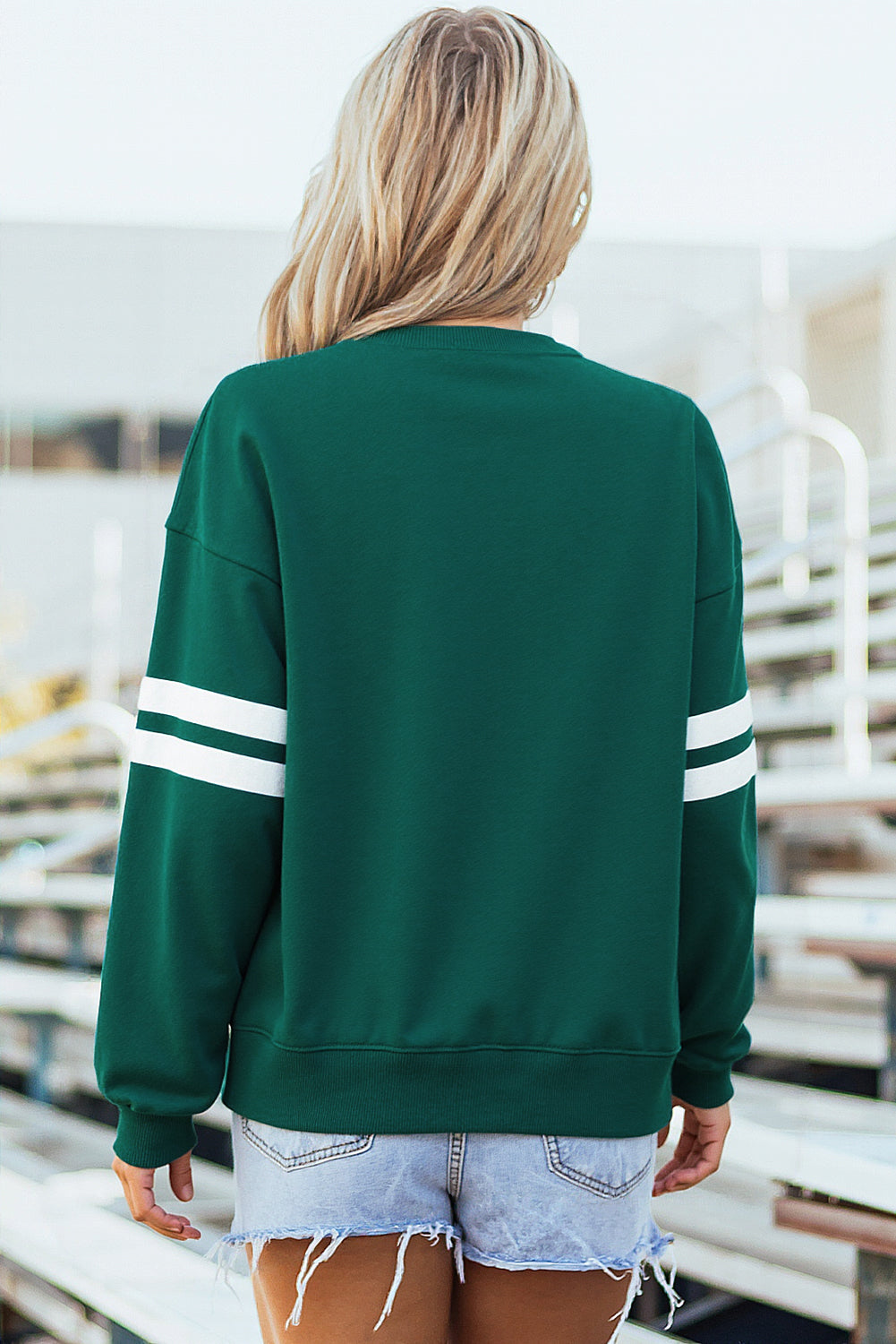 Striped Detail Drop Shoulder Oversized Sweatshirt eAura