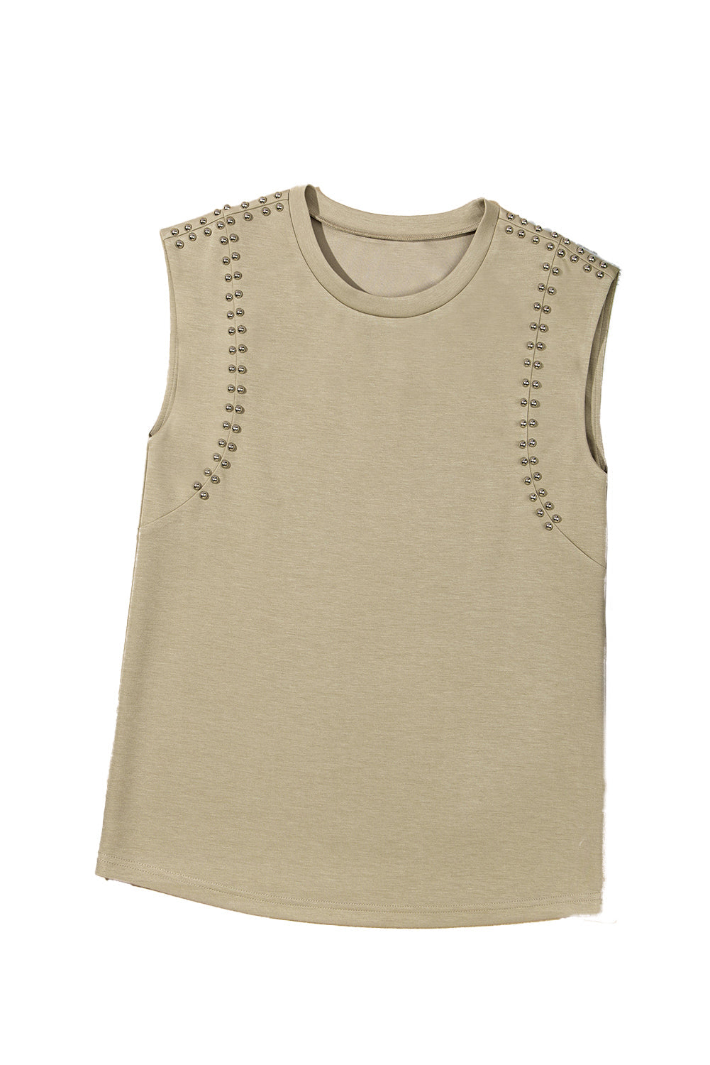 Studded Cap Sleeve Round Neck T Shirt eAura