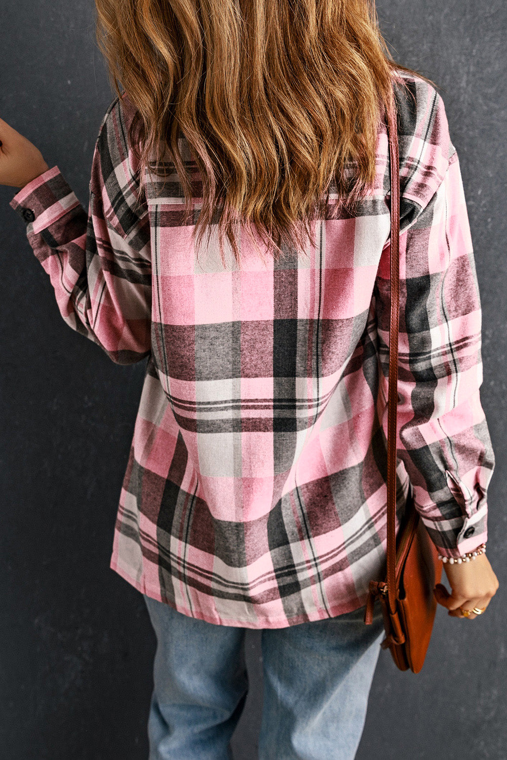 Pink Plaid Button Up Patch Pocket Shirt eAura