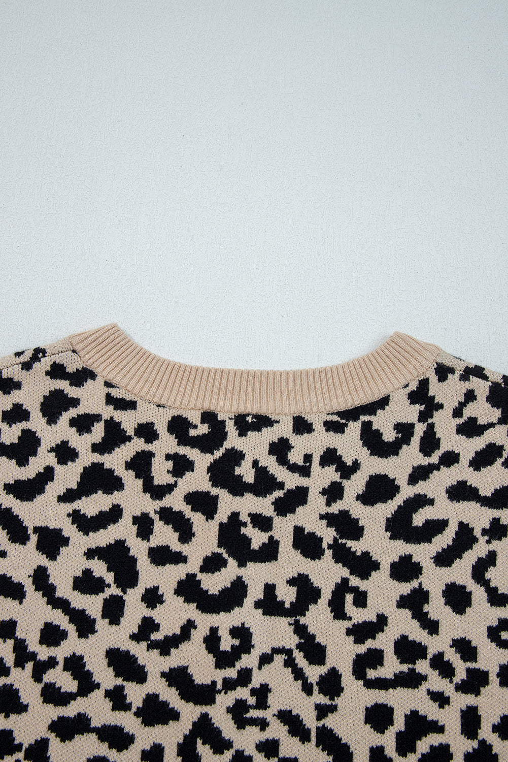 Leopard Print Drop Shoulder Chunky Knit Cardigan eAura