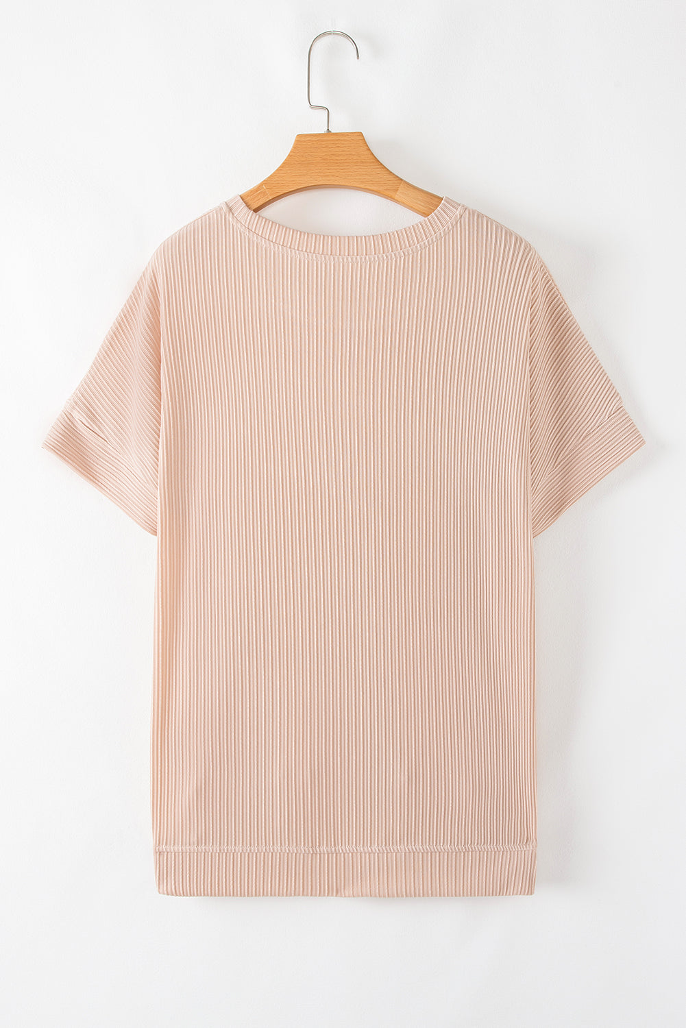 Jet Stream Textured Round Neck Short Sleeve Top eAura