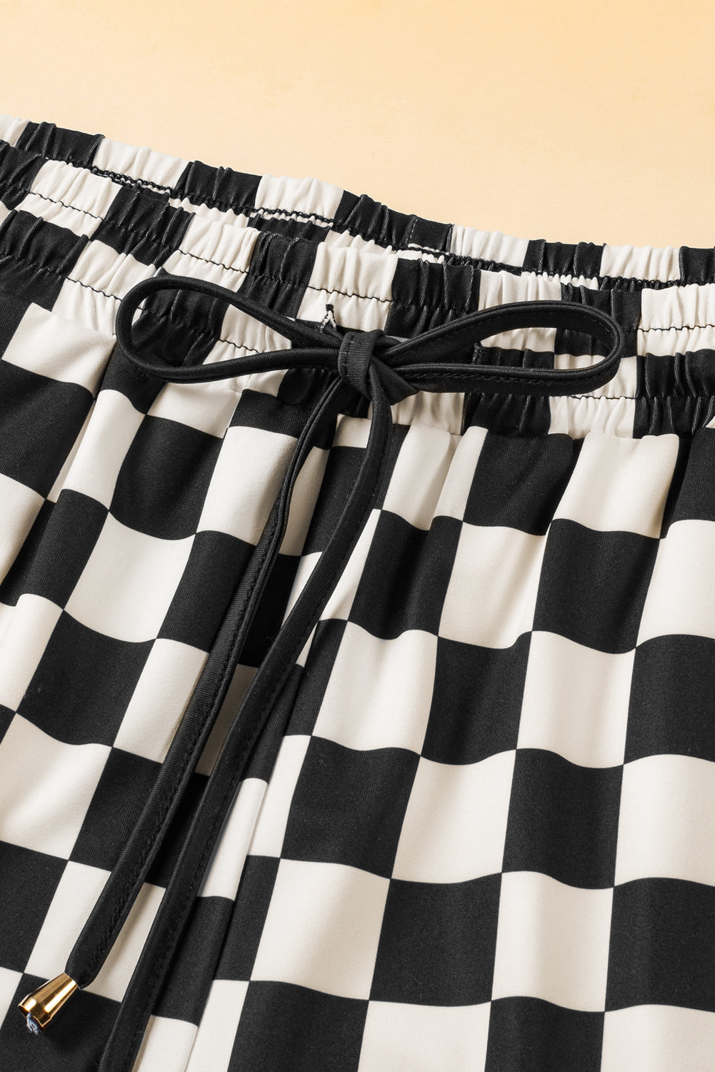 Checkered Drawstring Elastic Waist Casual Shorts eAura