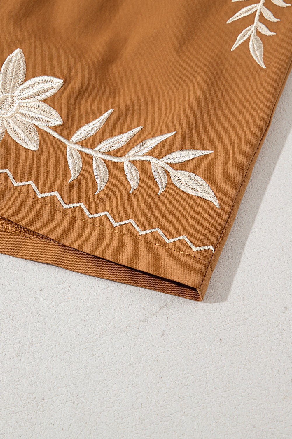 Embroidered Boho Tasseled Drawstring Elastic Waist Casual shorts eAura