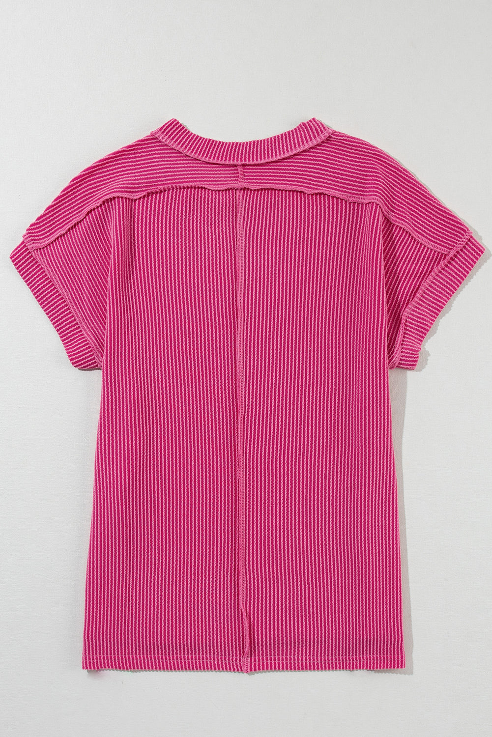 Textured Knit Exposed Stitching T-shirt eAura
