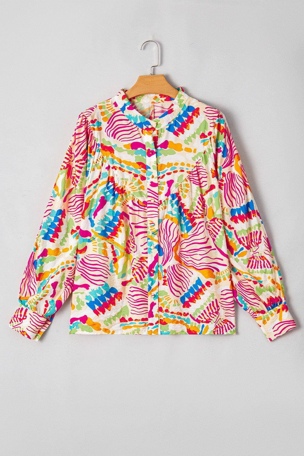 Orange Abstract Printed High Low Oversized Shirt eAura