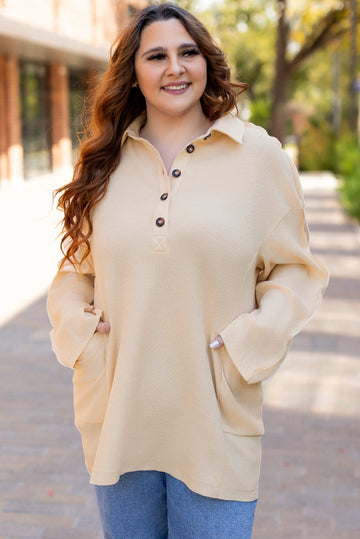 Jet Stream Plus Size Thermal Waffle Knit Henley Tunic Top BB Fashion Outlet