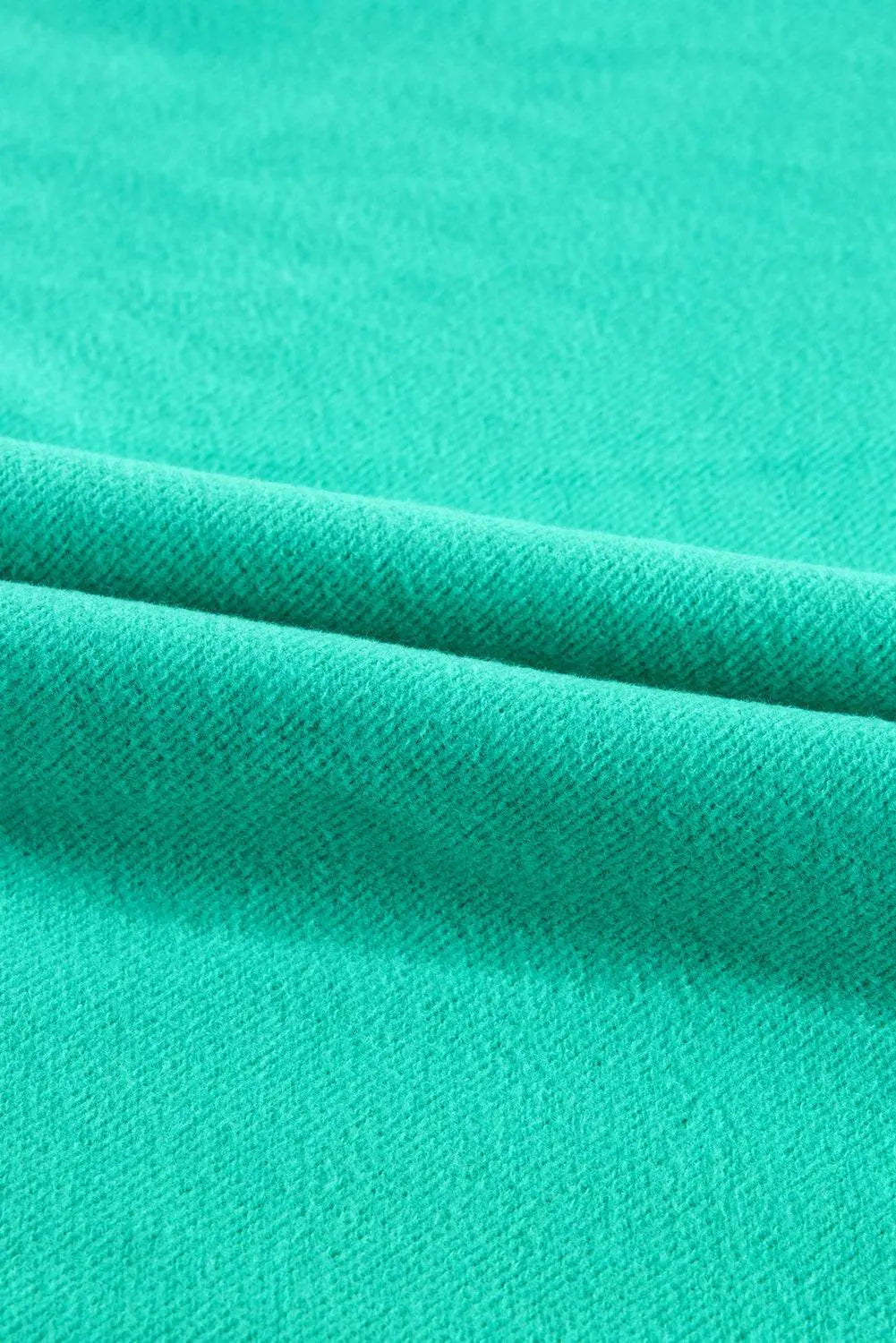 Aruba Blue Fleece Lined Half Zipper Kangaroo Pockets Loose Hoodie - BB Fashion Outlet