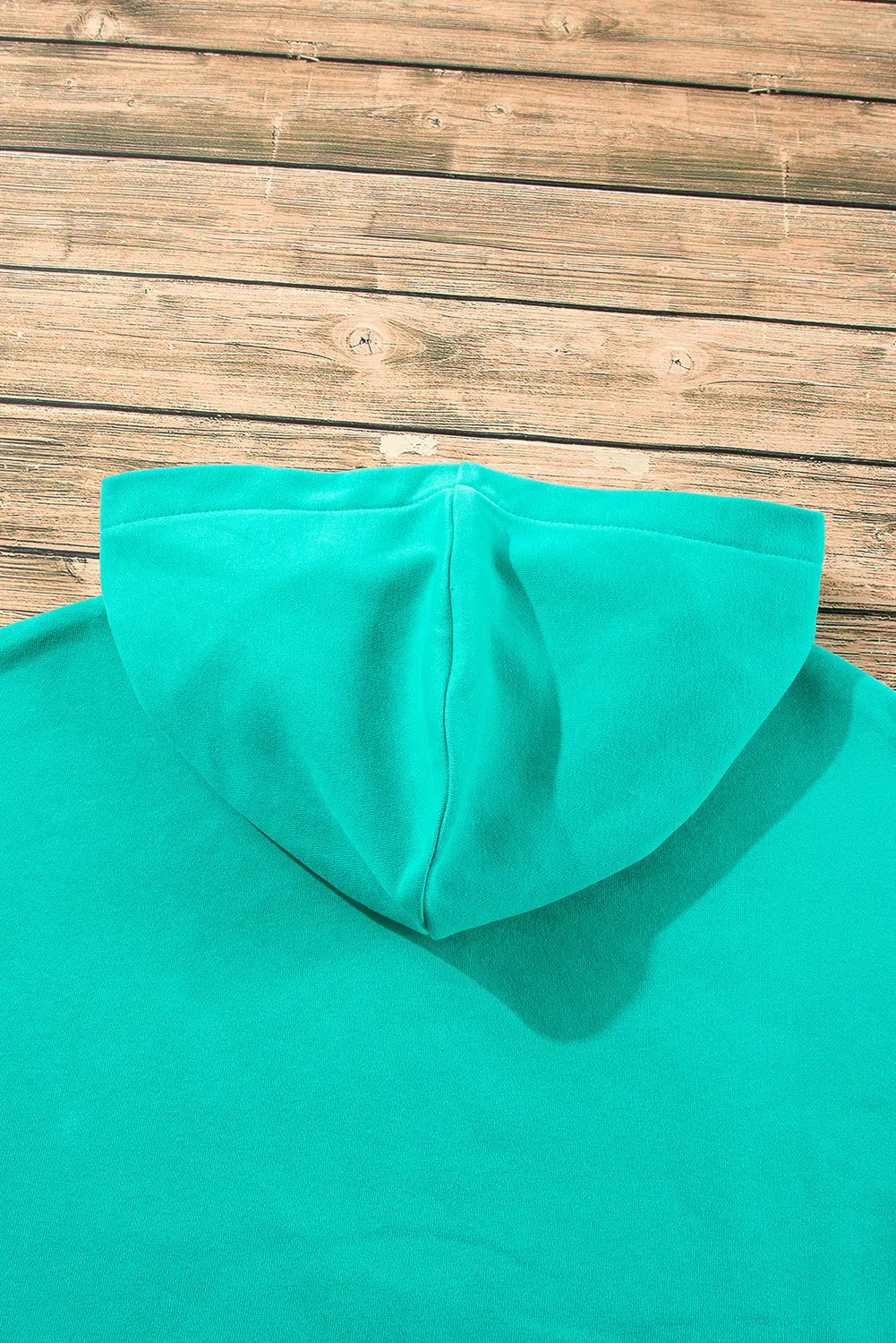 Aruba Blue Fleece Lined Half Zipper Kangaroo Pockets Loose Hoodie - BB Fashion Outlet