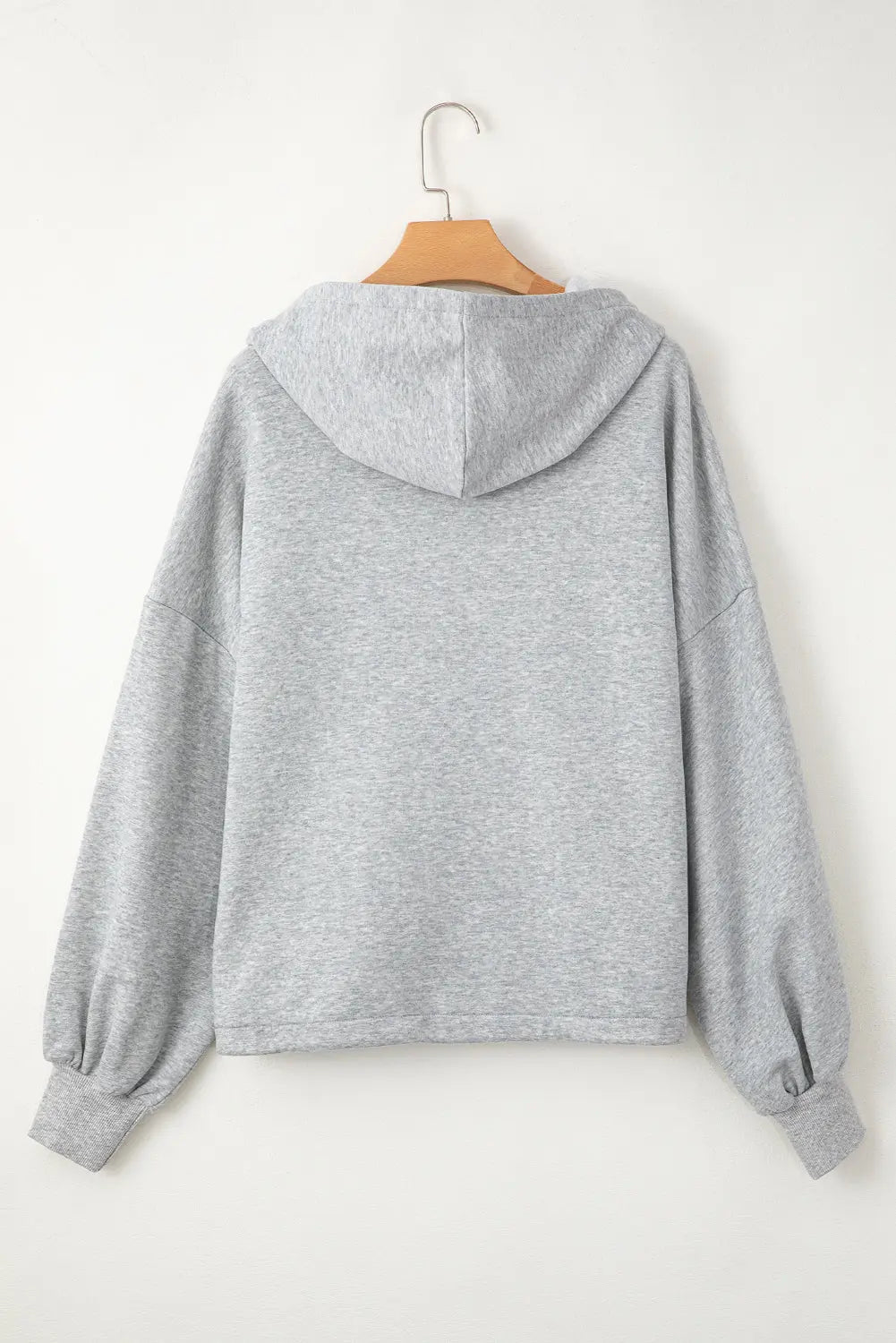 Aruba Blue Fleece Lined Half Zipper Kangaroo Pockets Loose Hoodie - BB Fashion Outlet