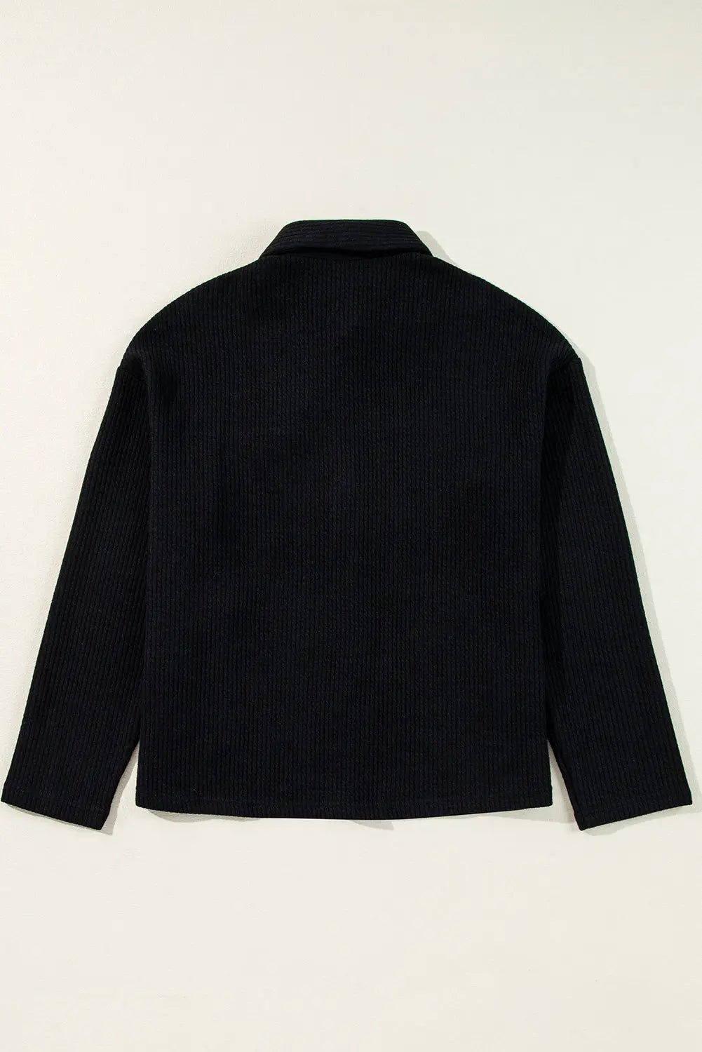 Black Solid Colour Corduroy Buttoned Long Sleeve Shacket Beagle Boutique Fashion Outlet