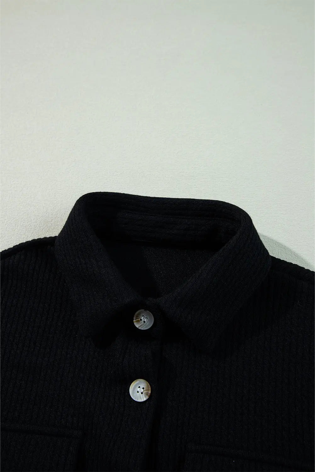 Black Solid Colour Corduroy Buttoned Long Sleeve Shacket Beagle Boutique Fashion Outlet