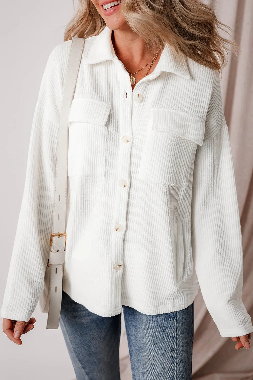 Black Solid Colour Corduroy Buttoned Long Sleeve Shacket Beagle Boutique Fashion Outlet