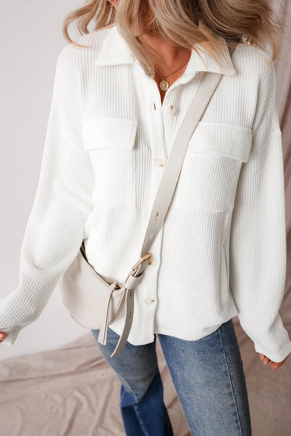 Black Solid Colour Corduroy Buttoned Long Sleeve Shacket Beagle Boutique Fashion Outlet