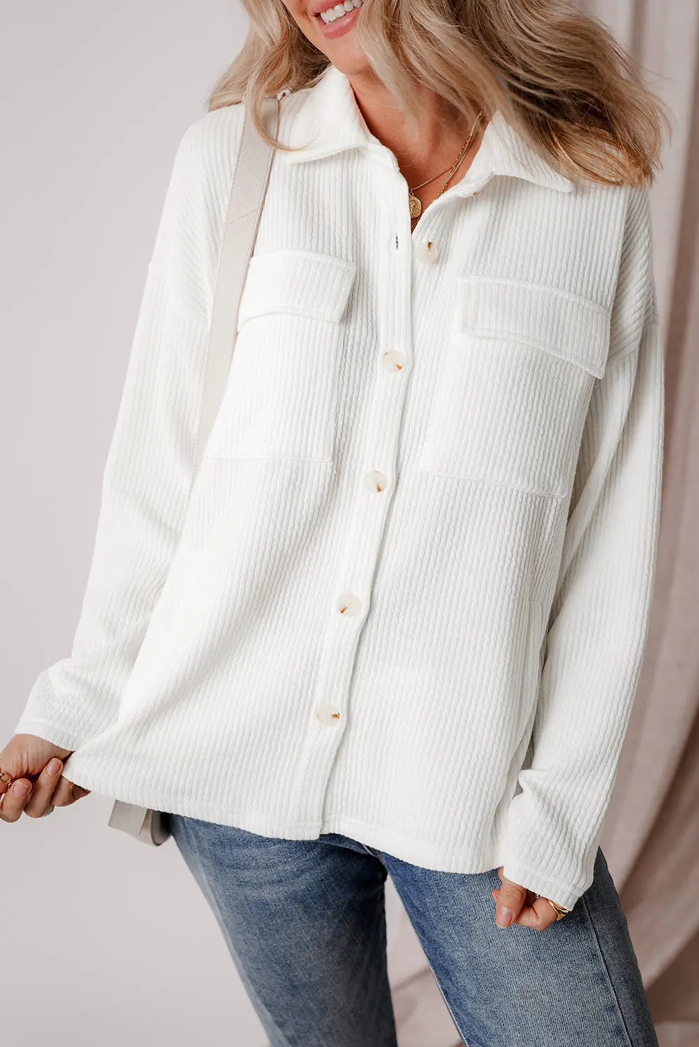 Black Solid Colour Corduroy Buttoned Long Sleeve Shacket Beagle Boutique Fashion Outlet