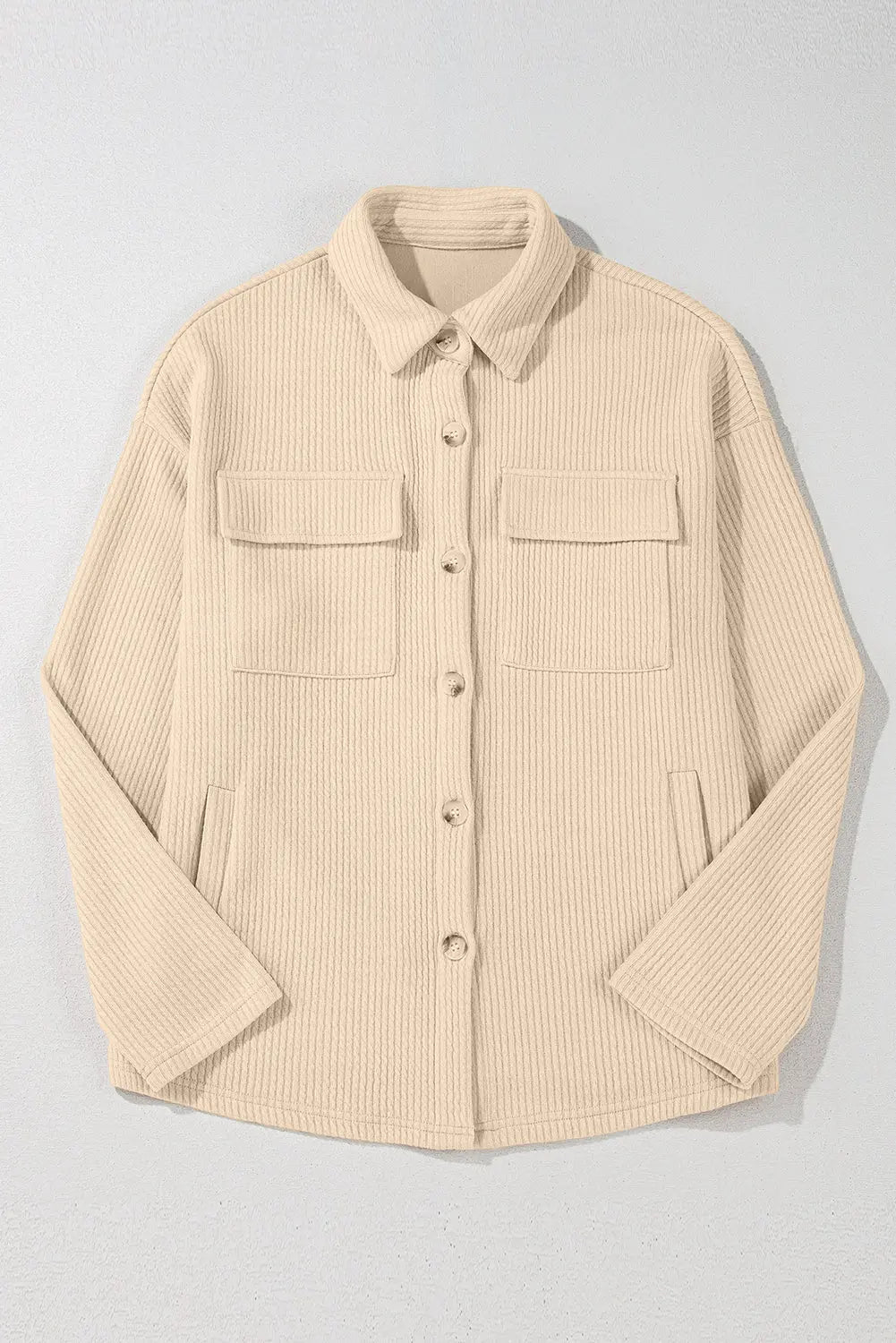 Black Solid Colour Corduroy Buttoned Long Sleeve Shacket Beagle Boutique Fashion Outlet