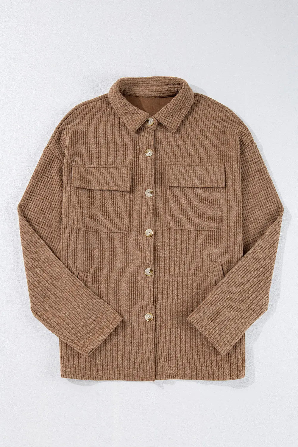 Black Solid Colour Corduroy Buttoned Long Sleeve Shacket Beagle Boutique Fashion Outlet