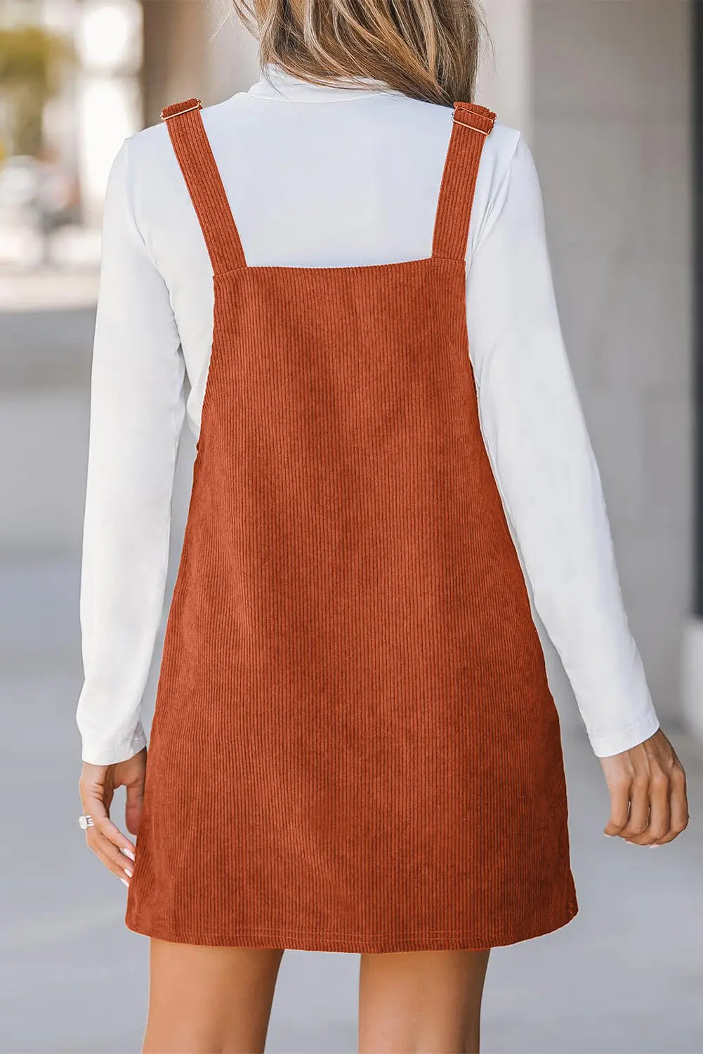 Black Solid Front Pockets Sleeveless Corduroy Overall Dress Beagle Boutique Fashion Outlet