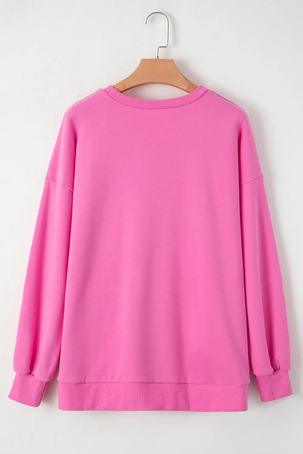 Bonbon Solid Fleece Lined Drop Shoulder High Low Sweatshirt - BB Fashion Outlet