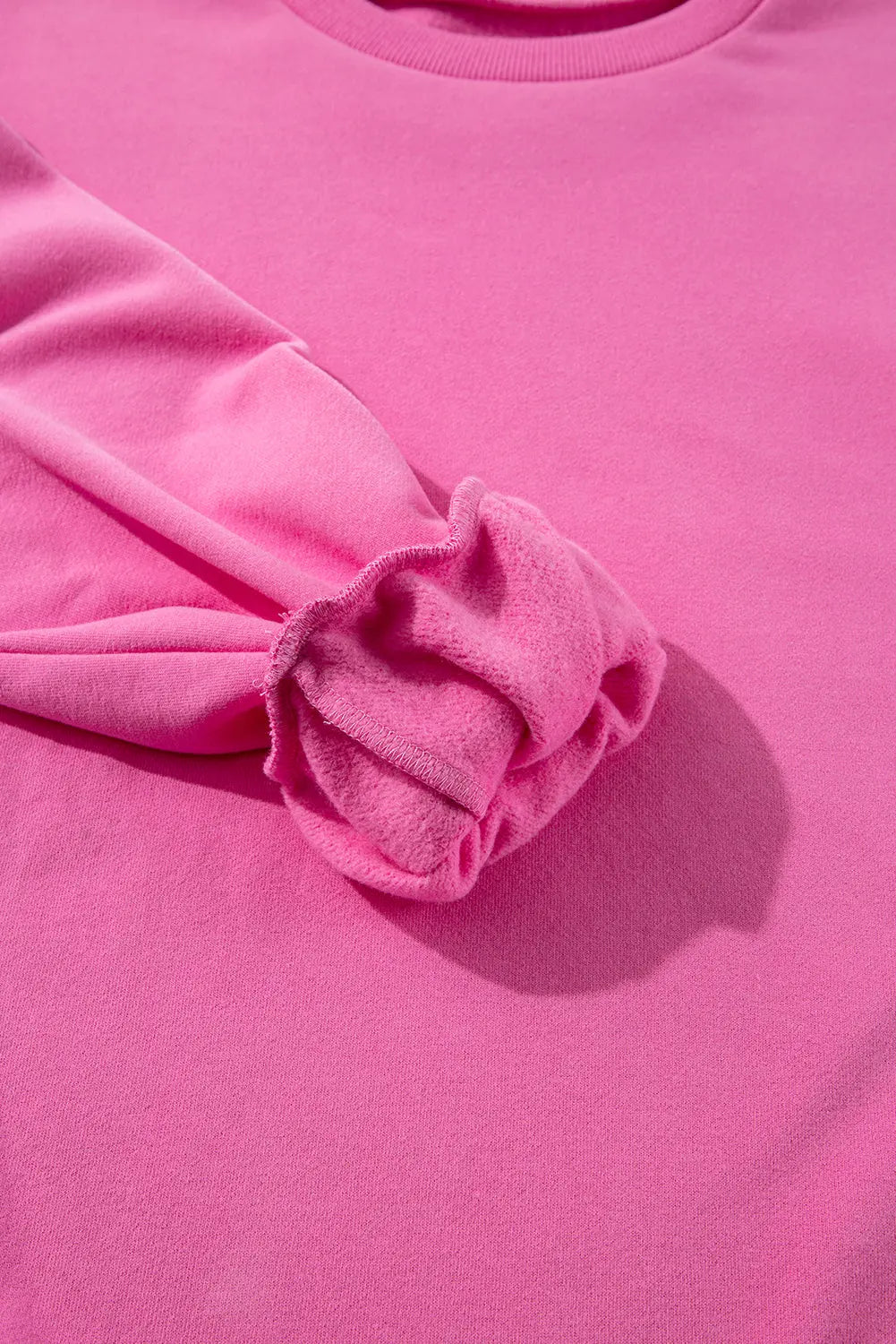 Bonbon Solid Fleece Lined Drop Shoulder High Low Sweatshirt - BB Fashion Outlet