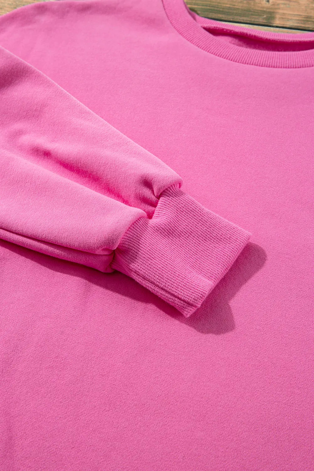 Bonbon Solid Fleece Lined Drop Shoulder High Low Sweatshirt - BB Fashion Outlet