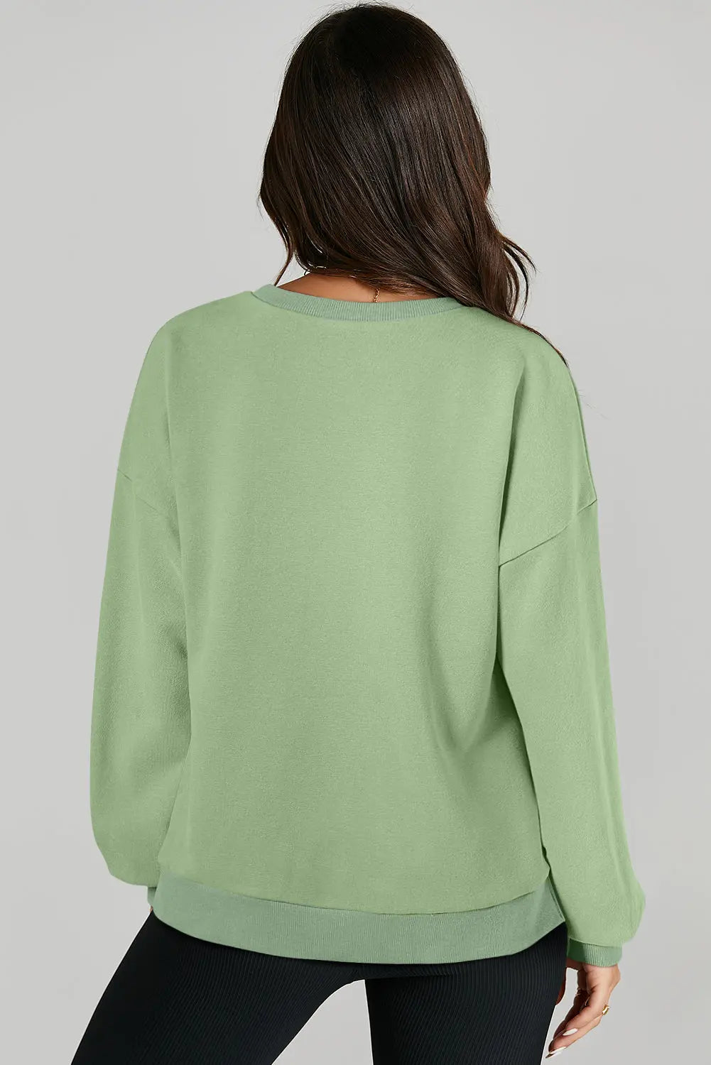 Bonbon Solid Fleece Lined Drop Shoulder High Low Sweatshirt - BB Fashion Outlet