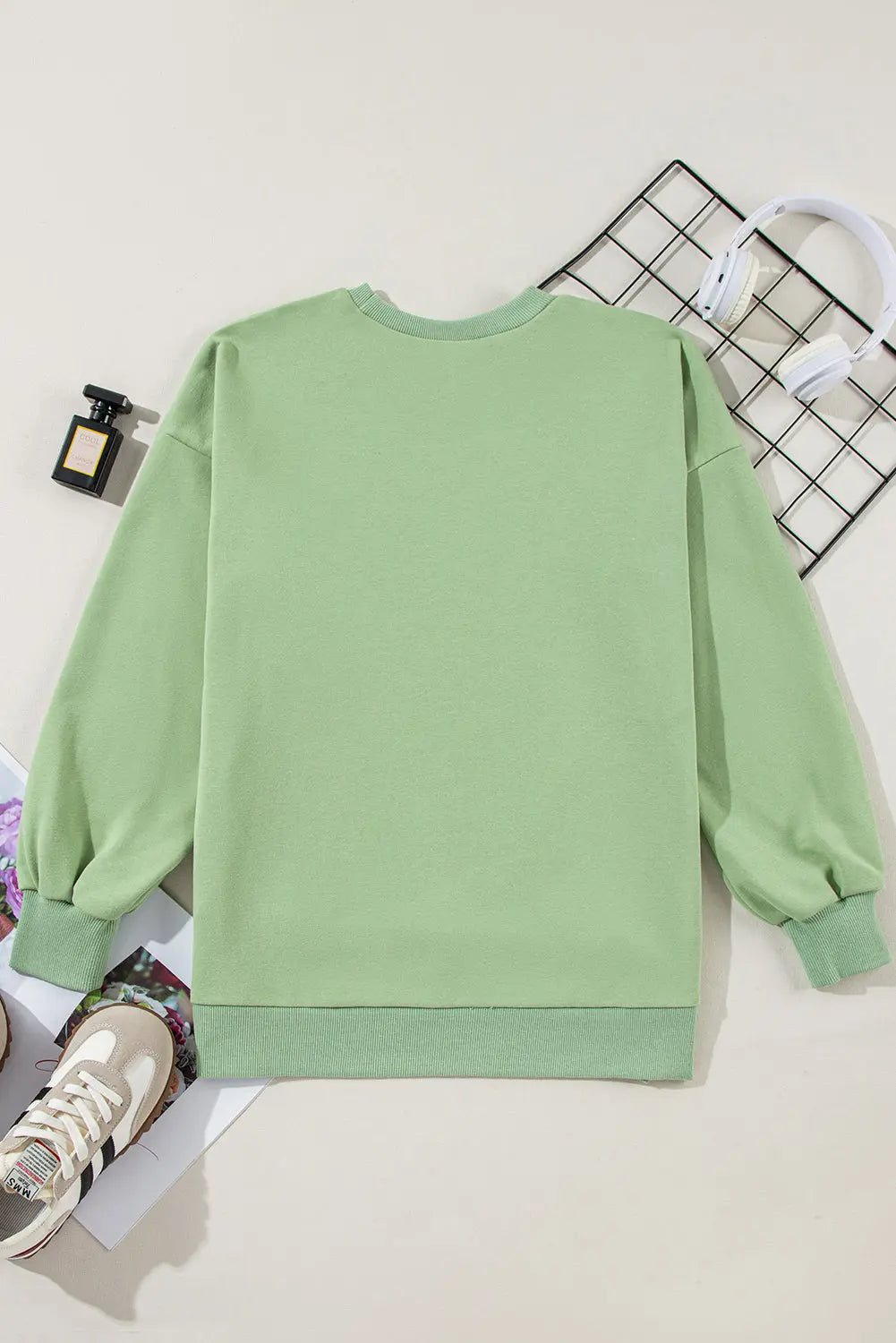 Bonbon Solid Fleece Lined Drop Shoulder High Low Sweatshirt - BB Fashion Outlet