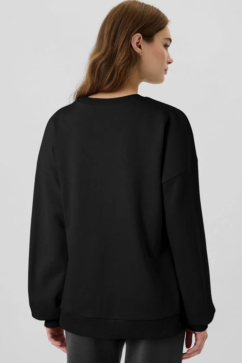 Bonbon Solid Fleece Lined Drop Shoulder High Low Sweatshirt Beagle Boutique Fashion Outlet