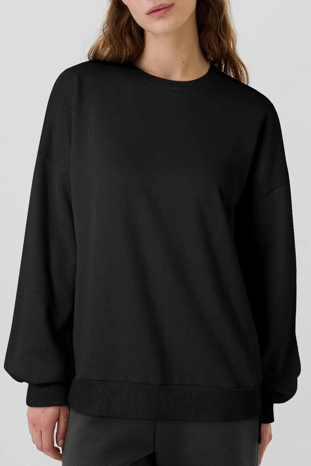 Bonbon Solid Fleece Lined Drop Shoulder High Low Sweatshirt Beagle Boutique Fashion Outlet