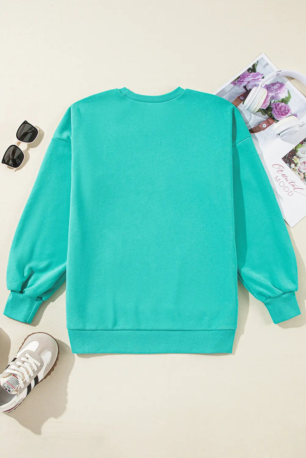 Bonbon Solid Fleece Lined Drop Shoulder High Low Sweatshirt Beagle Boutique Fashion Outlet