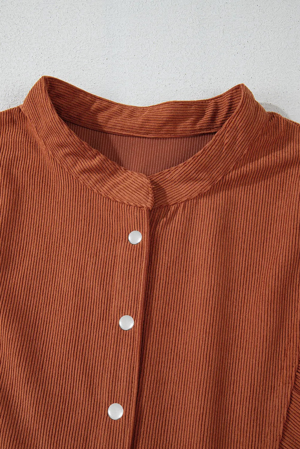 Gold Flame Corduroy Snap Buttons Empire Waist Bracelet Sleeve Dress - BB Fashion Outlet